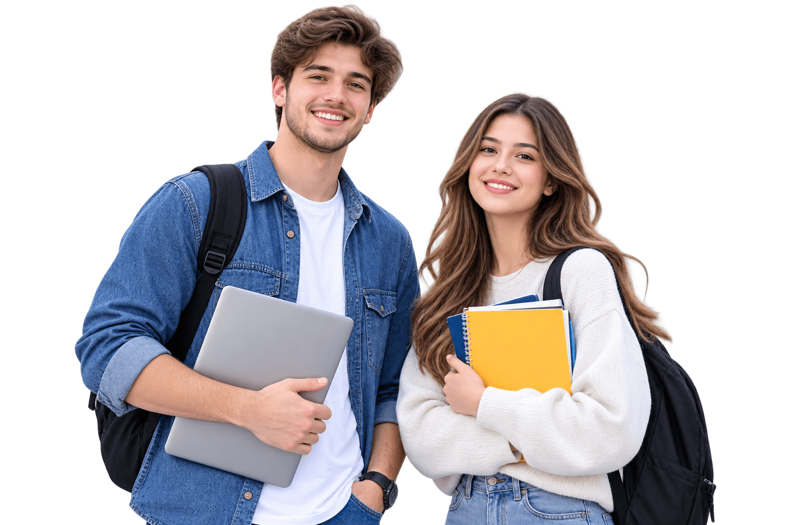Student with learning materials